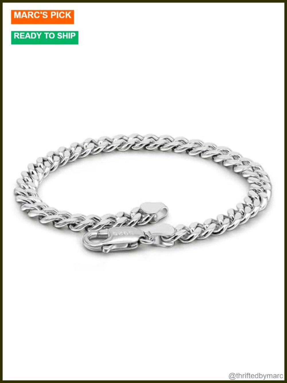 Italian Sterling Silver Cuban Link Chain Bracelet for Men Women